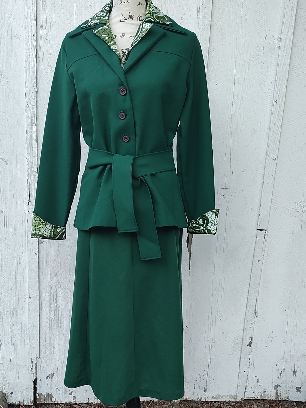 Hello Mrs Brady! Haband For Her Sears Classic Emerald Green Top & Skirt Set Med